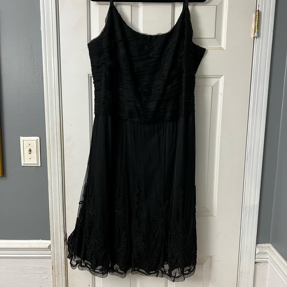 Carmen Marc Valvo Beaded Black Evening Dress